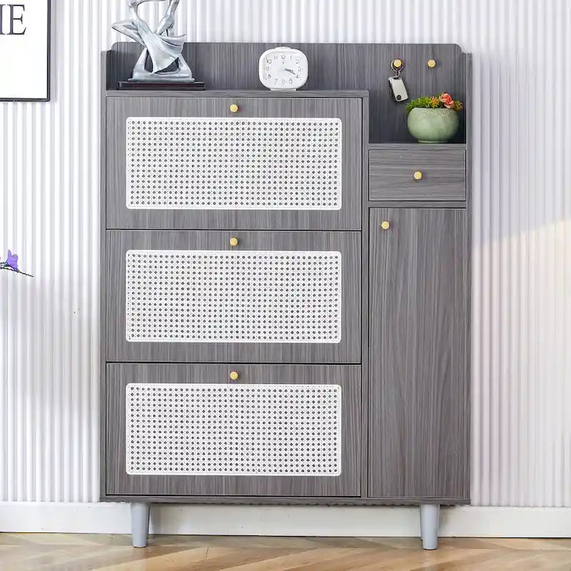 Modern minimalist storage cabinet, Japanese rattan shoe cabinet, bed top cabinet, small home furniture