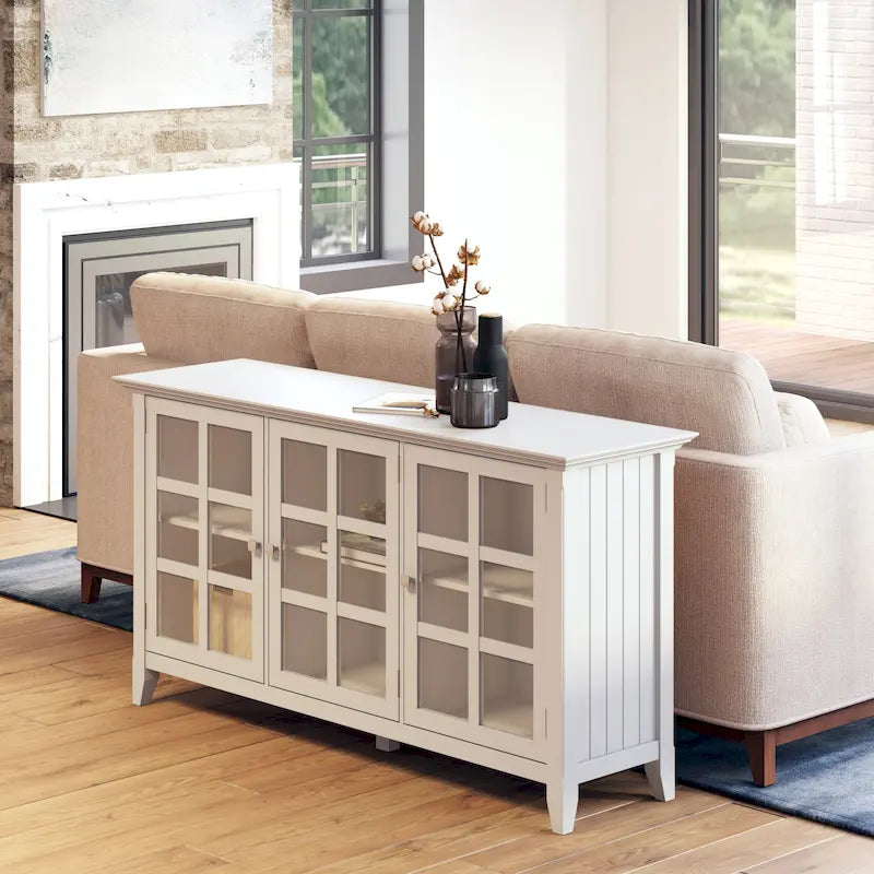 SOLID WOOD 62 inch Wide Transitional Wide Storage Cabinet - 62w x 18d x 34 h