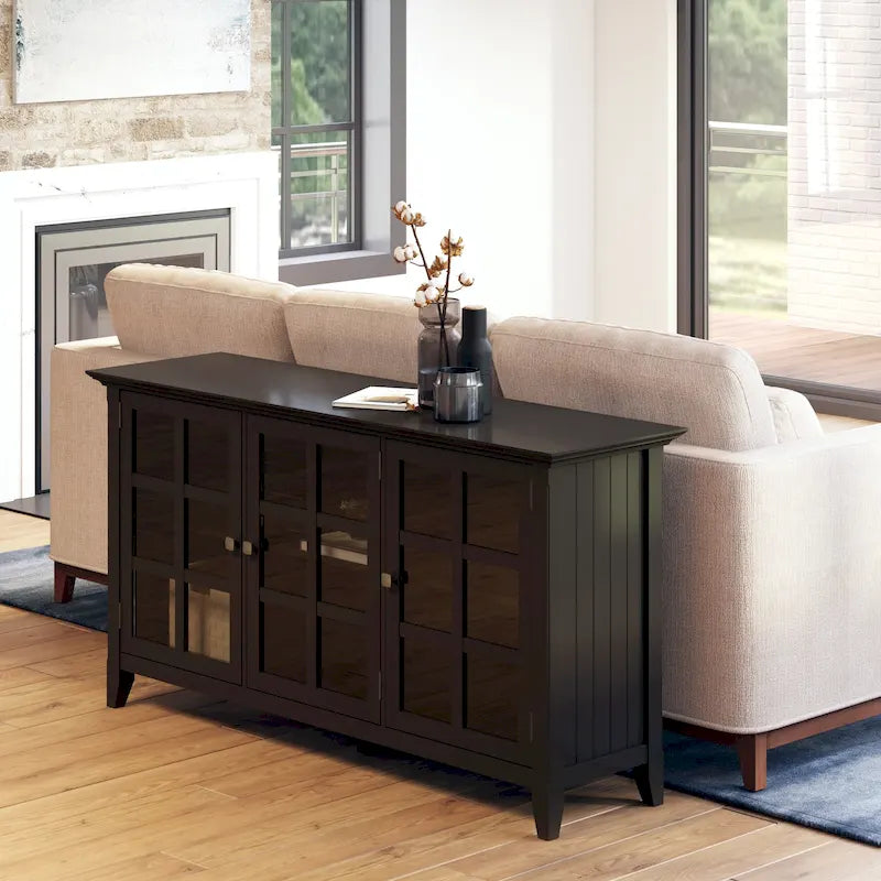 SOLID WOOD 62 inch Wide Transitional Wide Storage Cabinet - 62w x 18d x 34 h