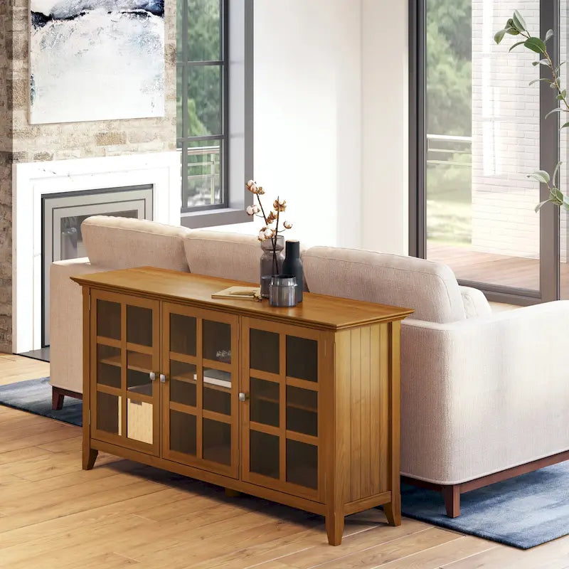 SOLID WOOD 62 inch Wide Transitional Wide Storage Cabinet - 62w x 18d x 34 h