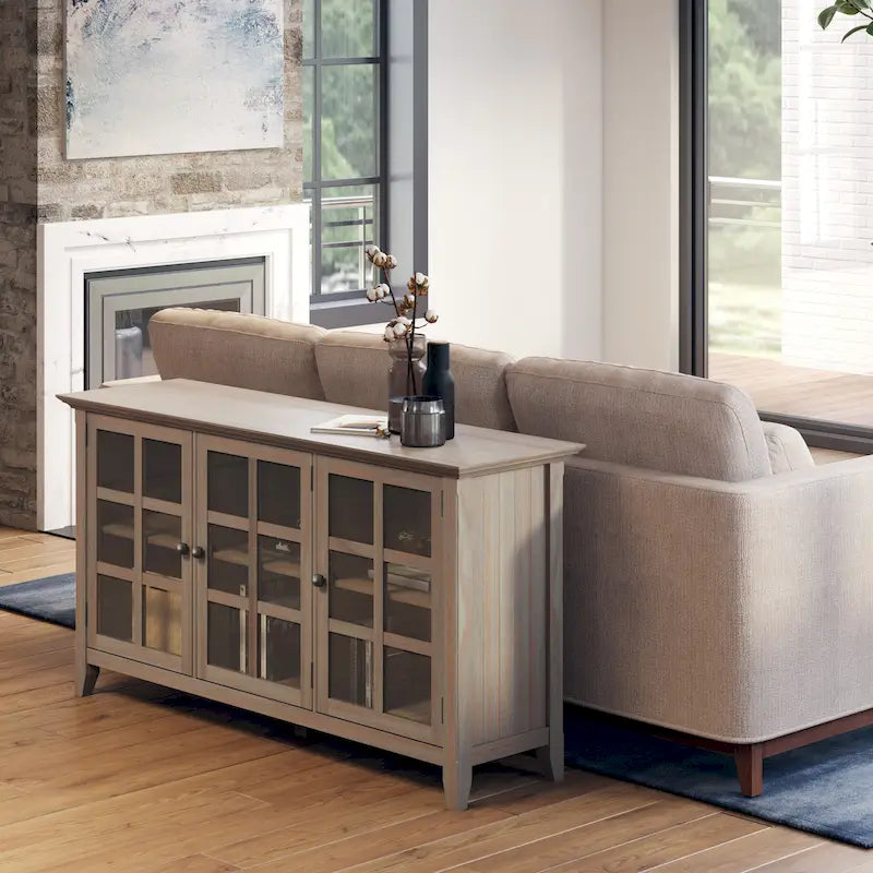 SOLID WOOD 62 inch Wide Transitional Wide Storage Cabinet - 62w x 18d x 34 h