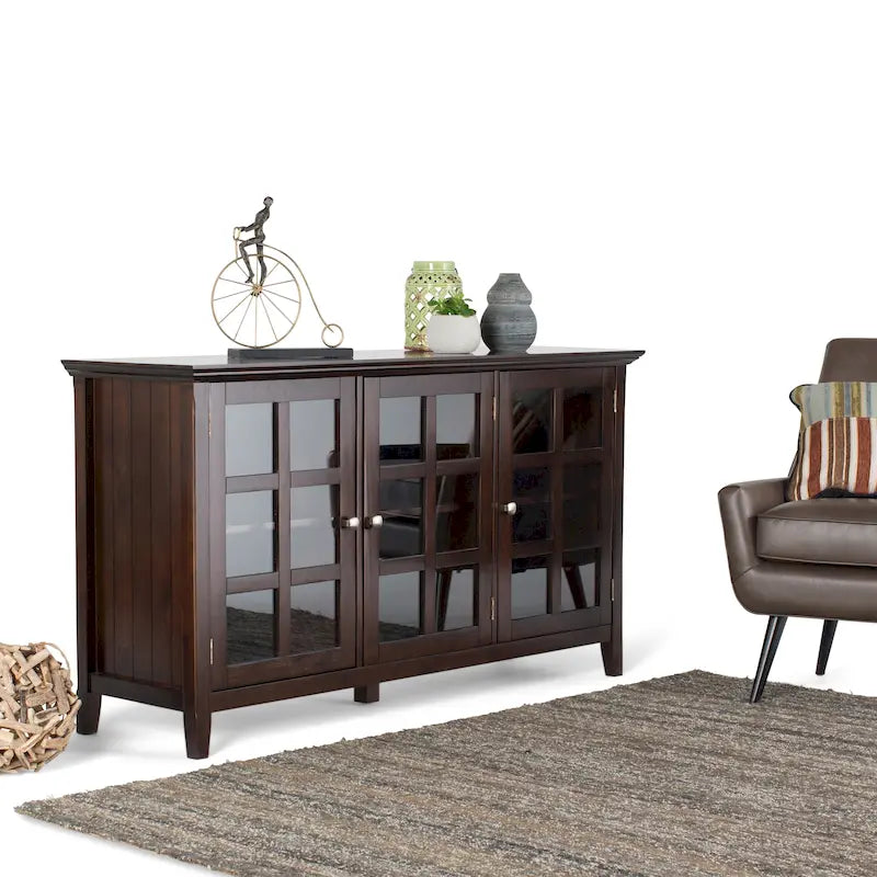 SOLID WOOD 62 inch Wide Transitional Wide Storage Cabinet - 62w x 18d x 34 h