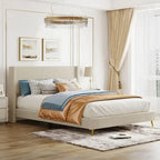 Elegant Upholstered Wood Platform Bed with Upholstered Headboard