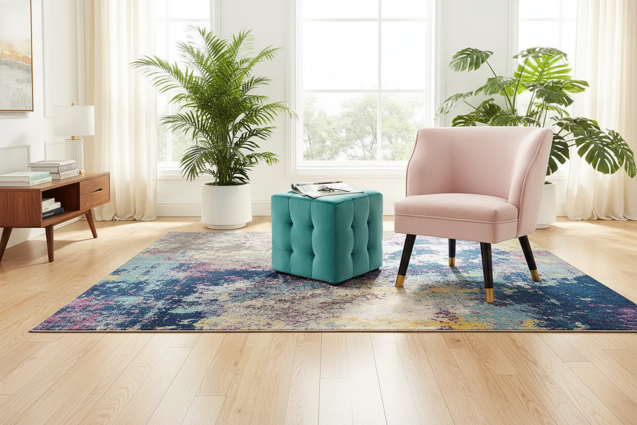 Harmony Teal Velvet Upholstered Tufted Cube Ottoman