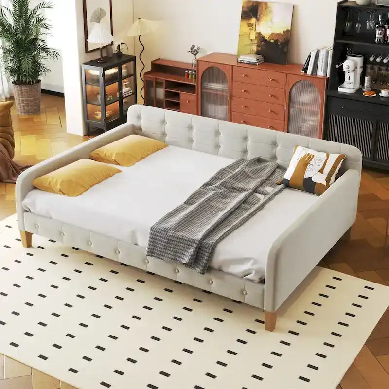 Letto a una piazza e mezza imbottito con 4 gambe di supporto