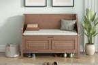 Rustic Style Solid wood Entryway Multifunctional Storage Bench with Safety Hinge