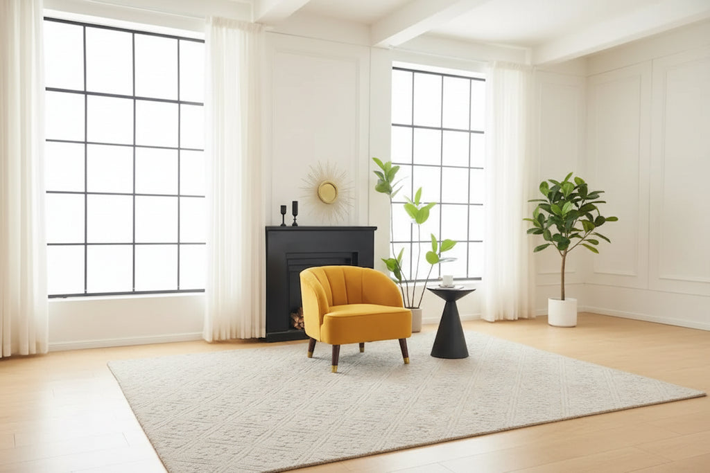 Upholstered Barrel Accent Chair With Wooden Legs