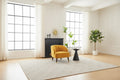 Upholstered Barrel Accent Chair With Wooden Legs