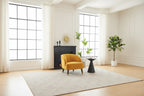 Upholstered Barrel Accent Chair With Wooden Legs